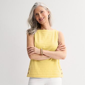 Women's Croft & Barrow® Button Boatneck Tank Top