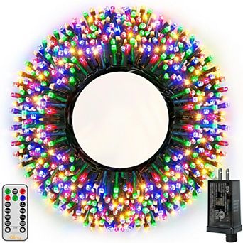 Ollny 500 LED 164ft Multicolor Christmas Lights (Green Cable, Plug in, 8 Modes, IP44 Waterproof)