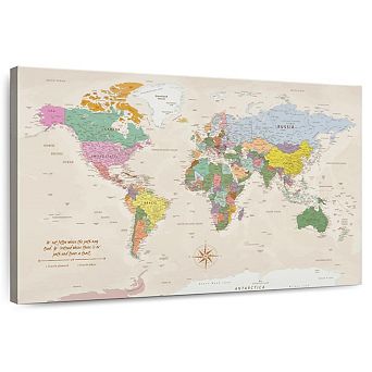 Leave A Trail Push Pin World Travel Map Wall Art