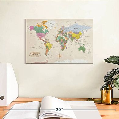 Leave A Trail Push Pin World Travel Map Wall Art