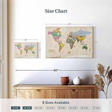 Leave A Trail Push Pin World Travel Map Wall Art
