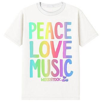 Men's Woodstock Peace Love Music Graphic Tee