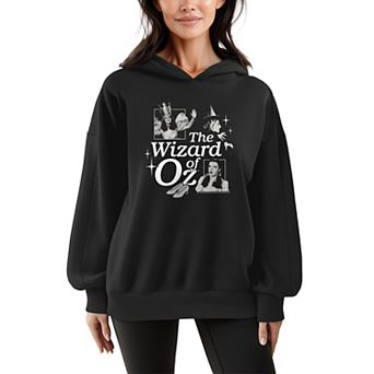 Women's The Wizard Of Oz Character Grid Oversized Fleece Hoodie Sweatshirt