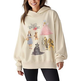 Women's The Wizard Of Oz Graphic Distressed Oversized Fleece Hoodie Sweatshirt