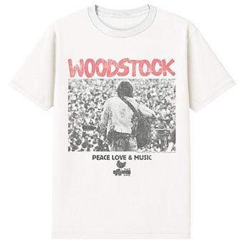 Men's Woodstock Guitar Playing To Crowd Graphic Tee