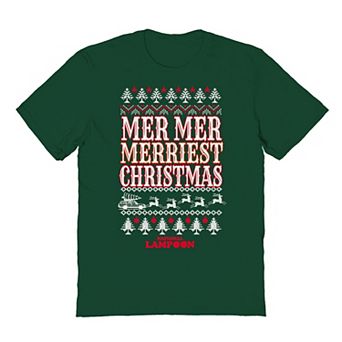 Men's National Lampoon's Christmas Vacation Mer Mer Merriest Christmas Ugly Sweater Graphic Tee