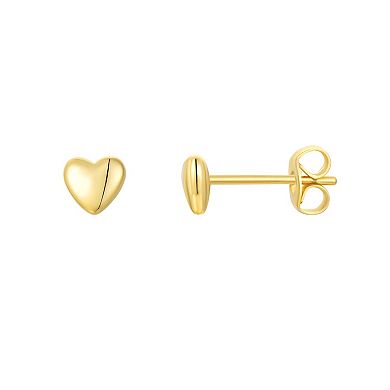 Taylor Grace 14k Gold Plated Polished Heart Stud Earrings & Envelope Pendant Necklace Set