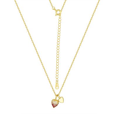 Taylor Grace 14k Gold Plated Cubic Zirconia Heart Charm Pendant Necklace