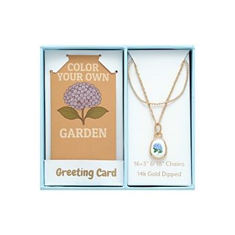 Taylor Grace 14k Gold Plated Hydrangea Disc Pendant Layered Necklace Duo Set