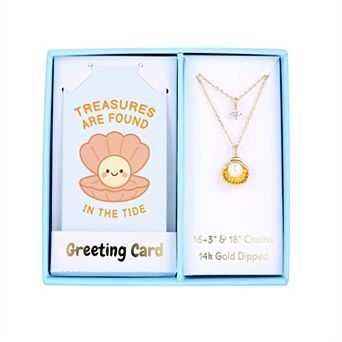 Taylor Grace 14k Gold Plated Simulated Pearl & Cubic Zirconia Charm Pendant Layered Necklace Duo Set