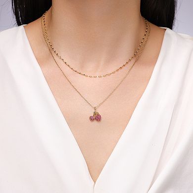 Taylor Grace 14k Gold Plated Cubic Zirconia Cherry Pendant Necklace Duo Set