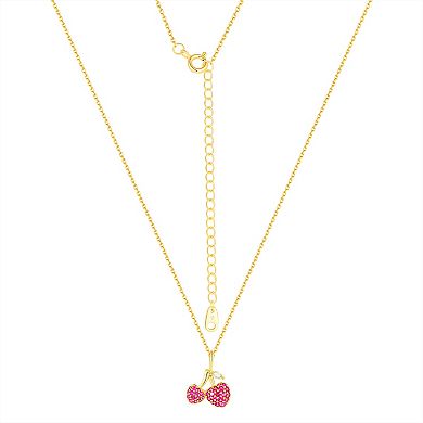Taylor Grace 14k Gold Plated Cubic Zirconia Cherry Pendant Necklace Duo Set