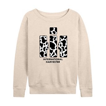 Women's Case IH Logo Cow Print French Terry Long Sleeve Tee