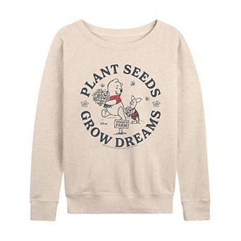 Women's Disney's Winnie The Pooh Plant Seeds Grow Dreams French Terry Long Sleeve Tee