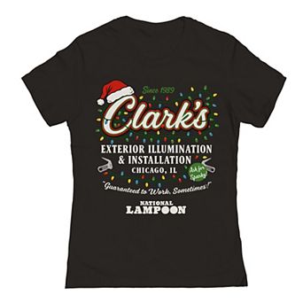 Juniors' National Lampoon's Christmas Vacation Clark's Exterior Illumination And Installation Graphic Tee