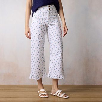 Petite LC Lauren Conrad Ruffle Hem Wildflower Crop Pants
