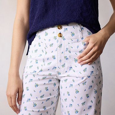 Petite LC Lauren Conrad Ruffle Hem Wildflower Crop Pants