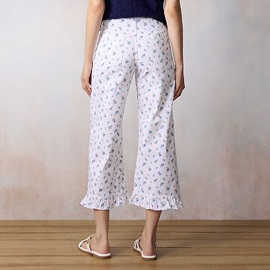 Petite LC Lauren Conrad Ruffle Hem Wildflower Crop Pants