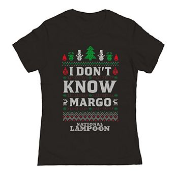 Juniors' National Lampoon's Christmas Vacation I Don't Know Margo Ugly Sweater Graphic Tee