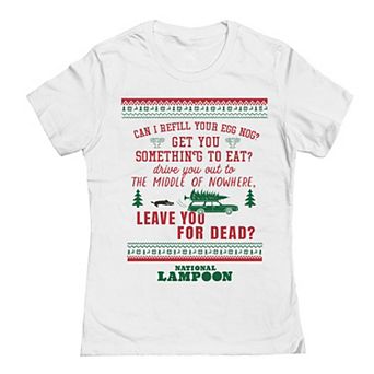 Juniors' National Lampoon's Christmas Vacation Can I Refill Your Egg Nog Graphic Tee