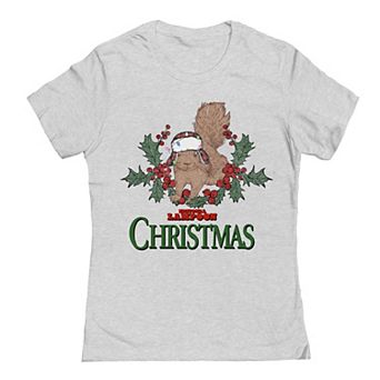 Juniors' National Lampoon's Christmas Vacation Squirrel And Holly Berry Graphic Tee