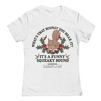 Juniors' National Lampoon's Christmas Vacation Squirrel It's A Funny Squeaky Sound Graphic Tee
