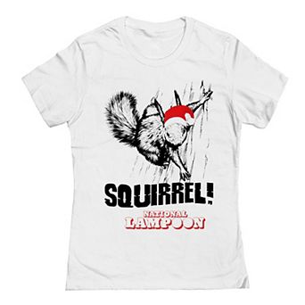 Juniors' National Lampoon's Christmas Vacation Squirrel Santa Hat Graphic Tee