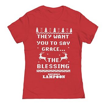 Juniors' National Lampoon's Christmas Vacation They Want You To Say Grace Graphic Tee