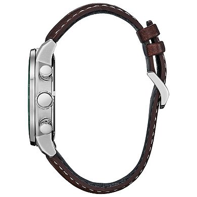 Citizen Men's Chronograph Stainless Steel Leather Strap Watch - CA0851-05X
