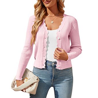Women's Cropped Knit Cardigan V-Neck Button Down Shrug Sweater for Dresses and Tops