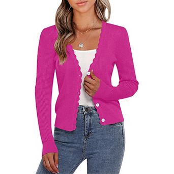 Women's Cropped Knit Cardigan V-Neck Button Down Shrug Sweater for Dresses and Tops