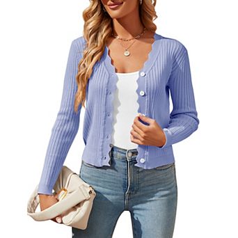 Women's Cropped Knit Cardigan V-Neck Button Down Shrug Sweater for Dresses and Tops