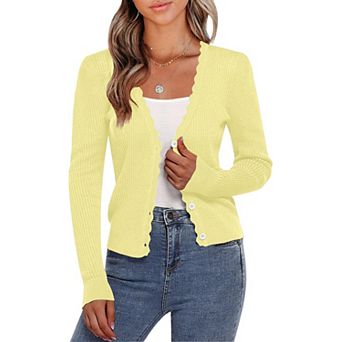 Women's Cropped Knit Cardigan V-Neck Button Down Shrug Sweater for Dresses and Tops