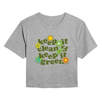 Juniors' Keep It Clean & Keep It Green Cropped Tee