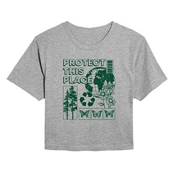 Juniors' Earth Day Protect This Place Cropped Tee