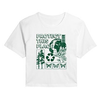 Juniors' Earth Day Protect This Place Cropped Tee