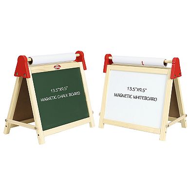 Easy Playhouse Double-Sided Wooden Table Top Easel With Chalkboard & Whiteboard