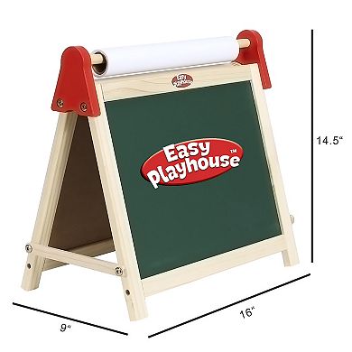 Easy Playhouse Double-Sided Wooden Table Top Easel With Chalkboard & Whiteboard