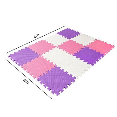 Easy Playhouse 12-Pc. Soft Foam Floor Puzzle Tiles Interlocking Mat