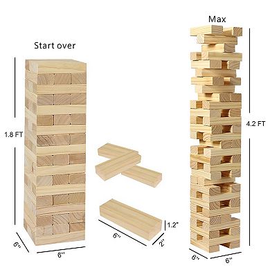 Easy Playhouse Tumbling Tower Large 21.25-Inch Wooden Game with Carry Bag