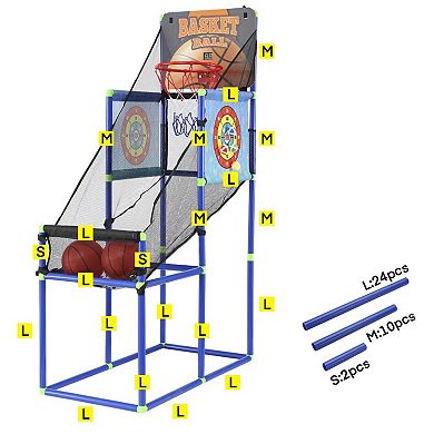 Easy Playhouse 2-in-1 Arcade Basketball Hoop Game with Dart Boards
