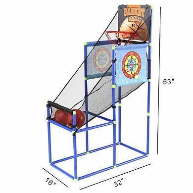 Easy Playhouse 2-in-1 Arcade Basketball Hoop Game with Dart Boards