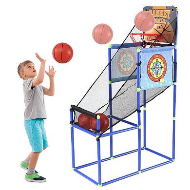 Easy Playhouse 2-in-1 Arcade Basketball Hoop Game with Dart Boards