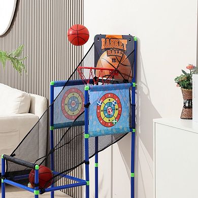 Easy Playhouse 2-in-1 Arcade Basketball Hoop Game with Dart Boards