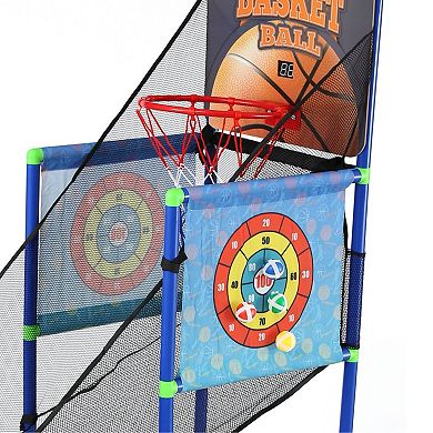 Easy Playhouse 2-in-1 Arcade Basketball Hoop Game with Dart Boards
