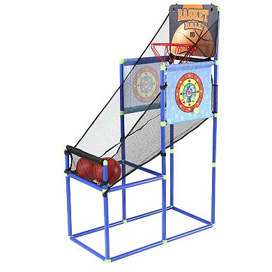 Easy Playhouse 2-in-1 Arcade Basketball Hoop Game with Dart Boards