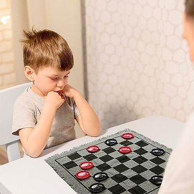 Easy Playhouse 3-In-1 Giant Checkers & Tic Tac Toe Jumbo 25.6-Inch Rug