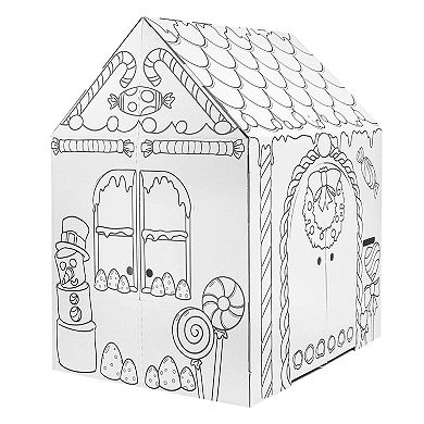 Easy Playhouse Gingerbread House Cardboard Fort