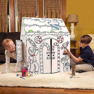Easy Playhouse Gingerbread House Cardboard Fort