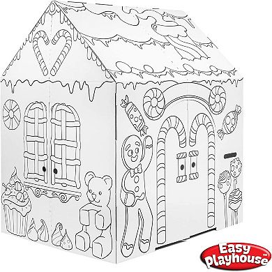 Easy Playhouse Gingerbread House Cardboard Fort